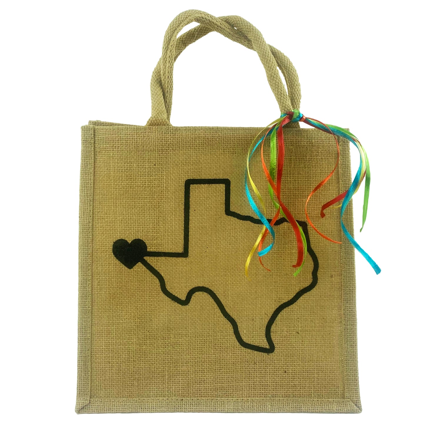 Burlap Bag El Paso Heart - Medium 12x12x7