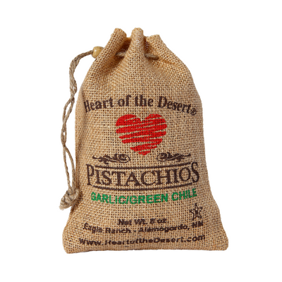 Pistachios - 1/2 LB Garlic/Green Chile - burlap bag